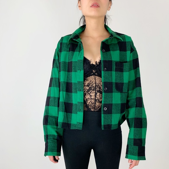 GREEN BUFFALO PLAID FLEECE buttoned down shirt - Picture 7 of 7